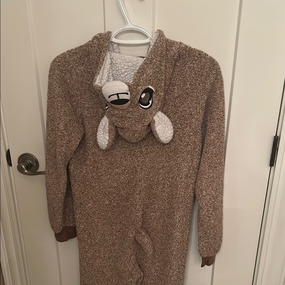 Cozy Deer Brown Fleece Onesie with Hood, size large kids - Picture 6 of 7